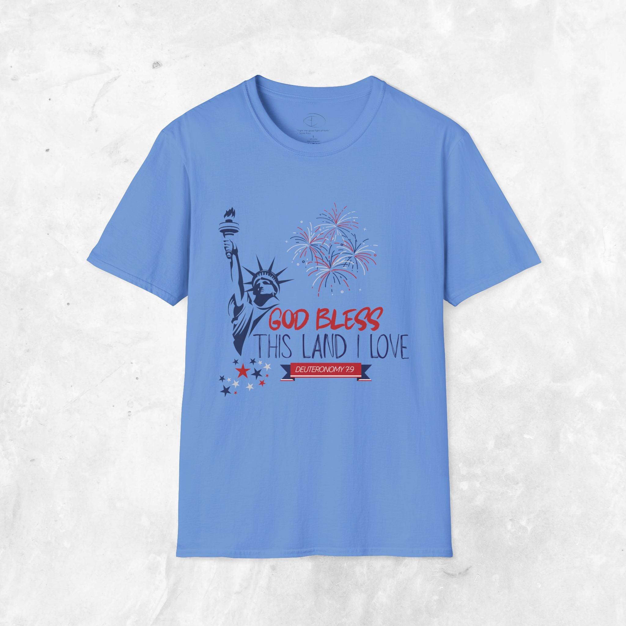 God Bless This Land I Love T-Shirt | Statue of Liberty, Fireworks, Patriotic