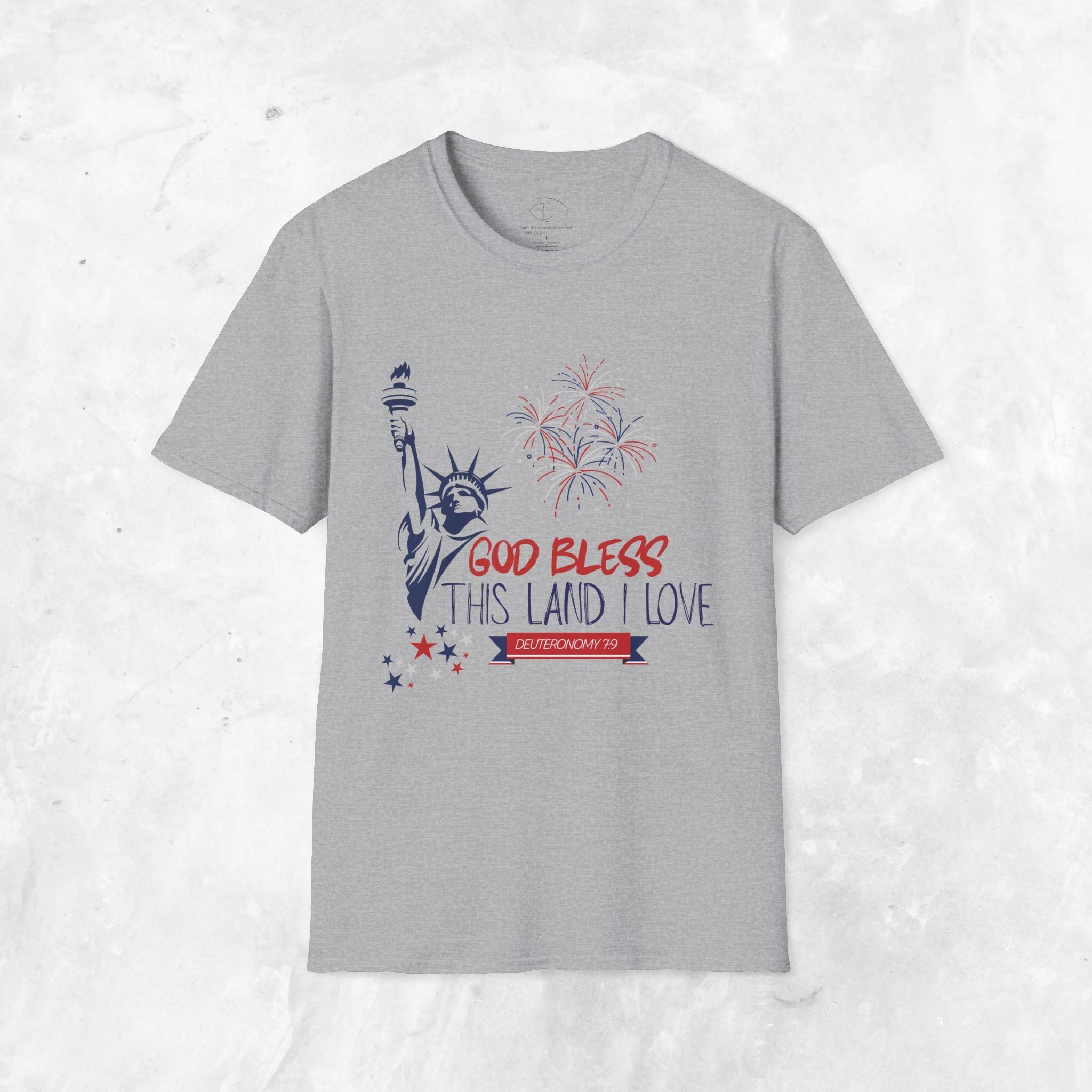 God Bless This Land I Love T-Shirt | Statue of Liberty, Fireworks, Patriotic