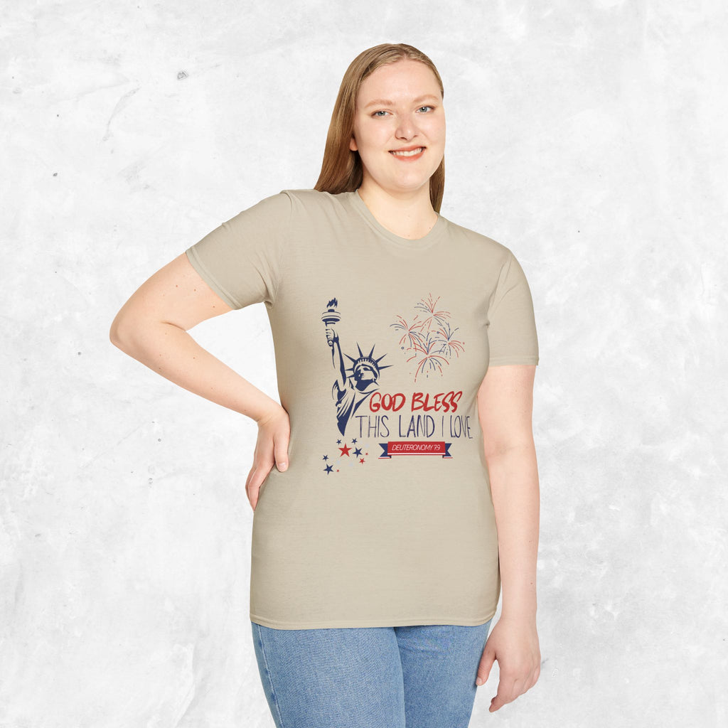 God Bless This Land I Love T-Shirt | Statue of Liberty, Fireworks, Patriotic