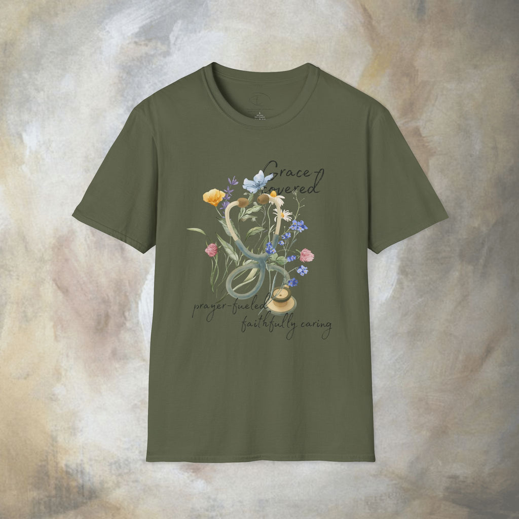 Grace covered, prayer fueled, faithfully caring T-Shirt