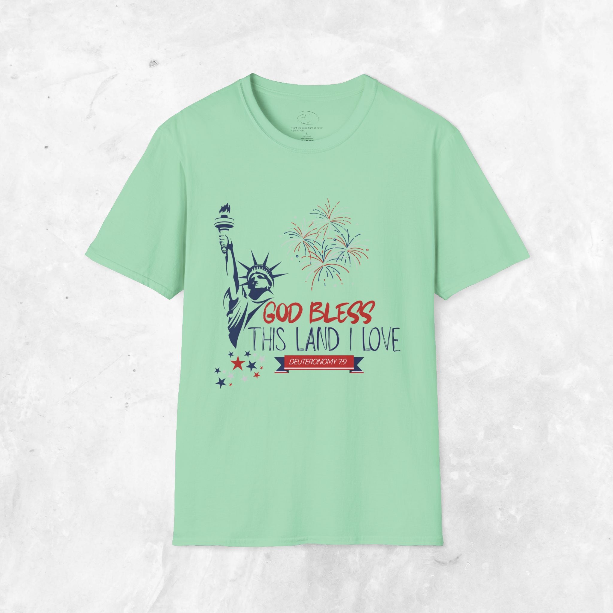 God Bless This Land I Love T-Shirt | Statue of Liberty, Fireworks, Patriotic