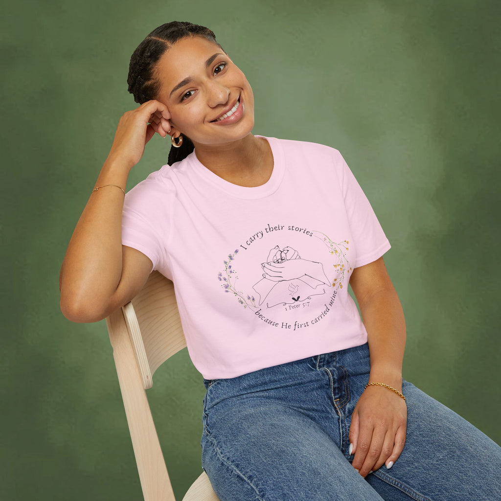 I Carry Their Stories Because He First Carried Mine T-shirt