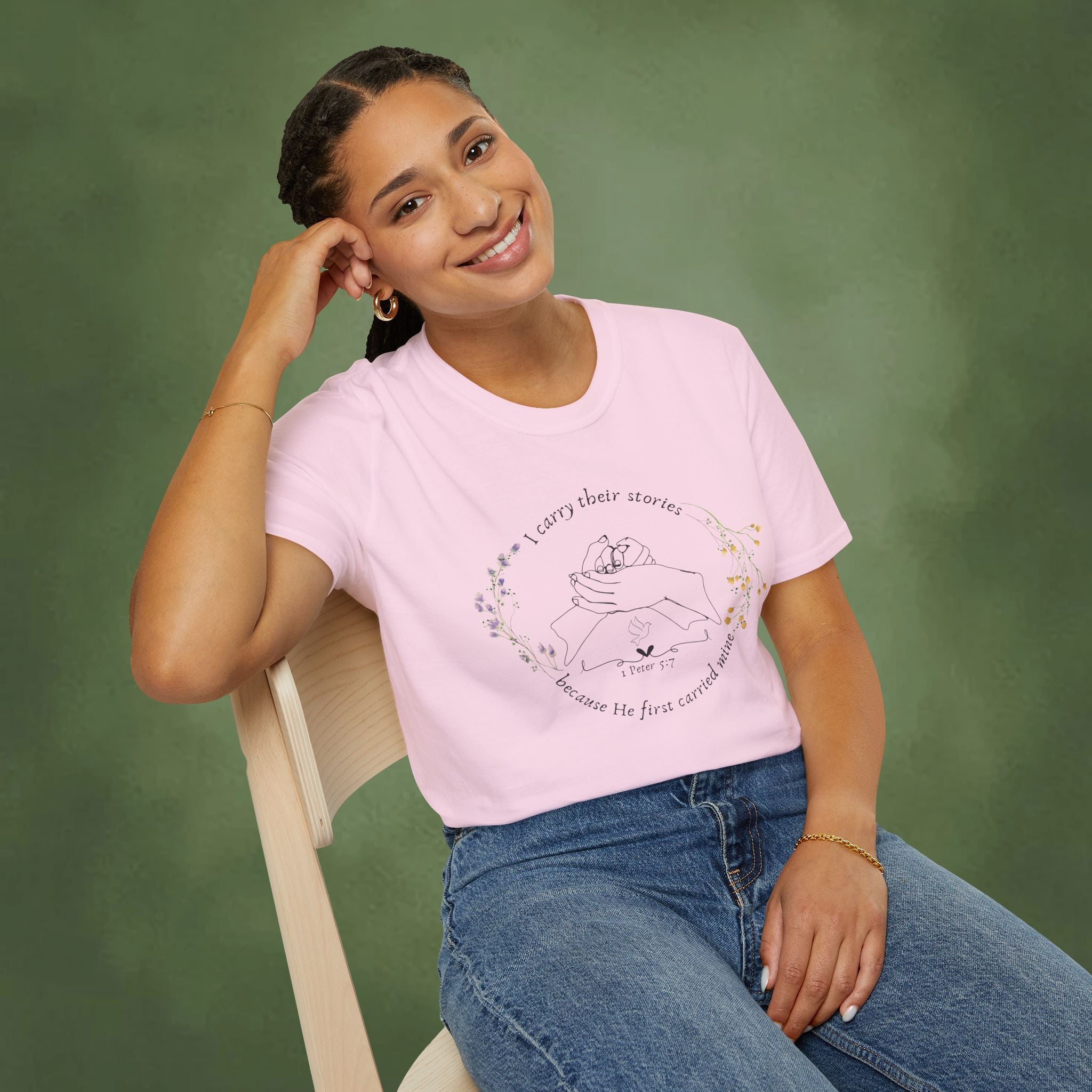 I Carry Their Stories Because He First Carried Mine T-shirt