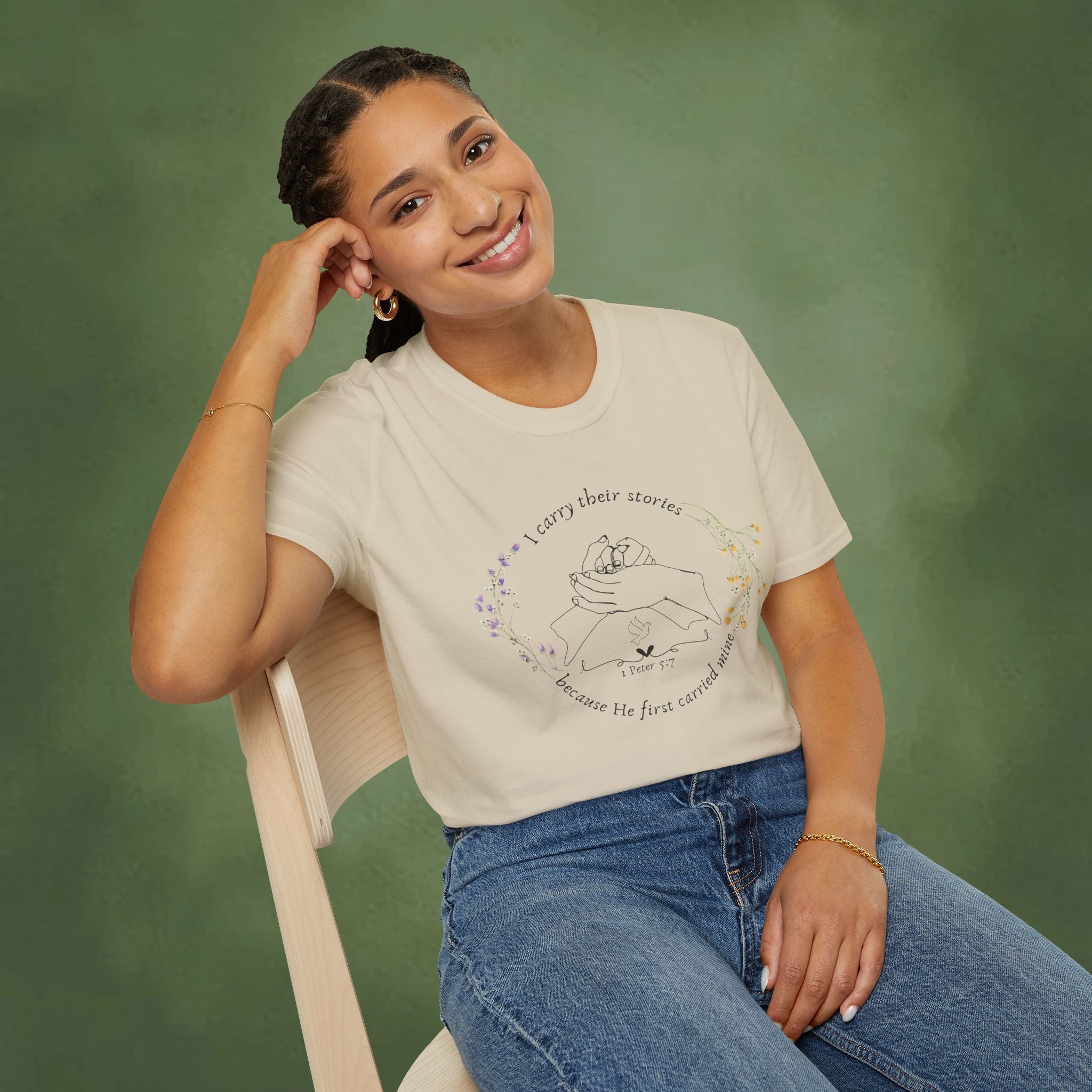 I Carry Their Stories Because He First Carried Mine T-shirt
