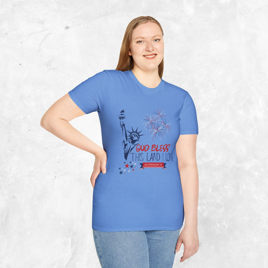God Bless This Land I Love T-Shirt | Statue of Liberty, Fireworks, Patriotic