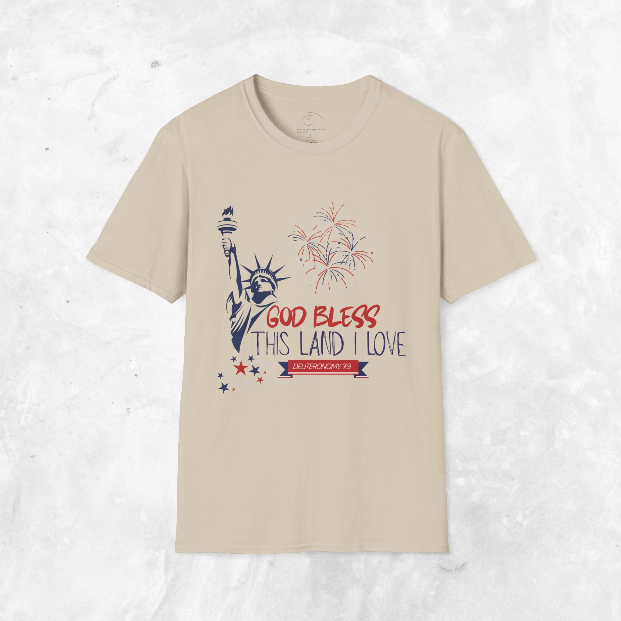 God Bless This Land I Love T-Shirt | Statue of Liberty, Fireworks, Patriotic