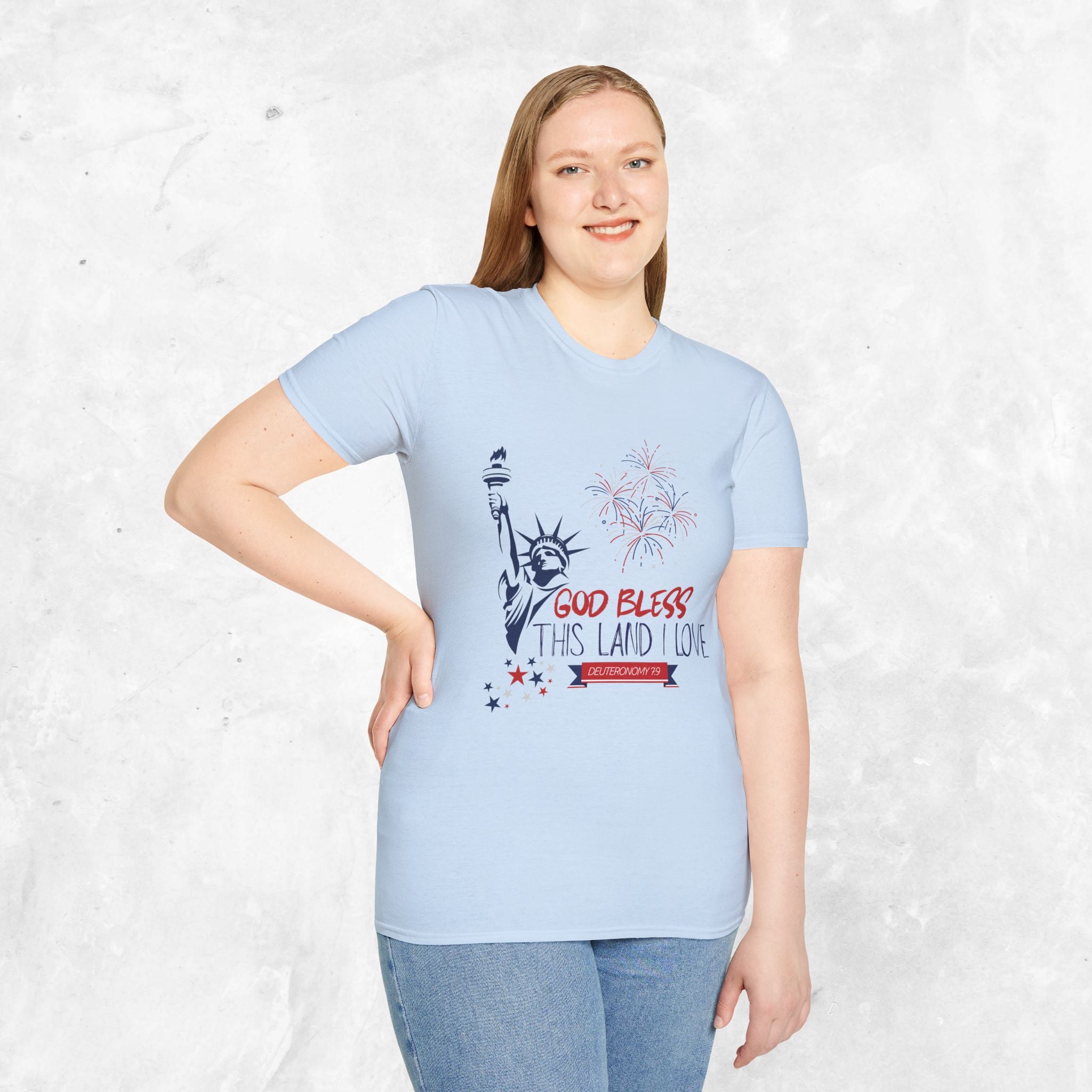 God Bless This Land I Love T-Shirt | Statue of Liberty, Fireworks, Patriotic