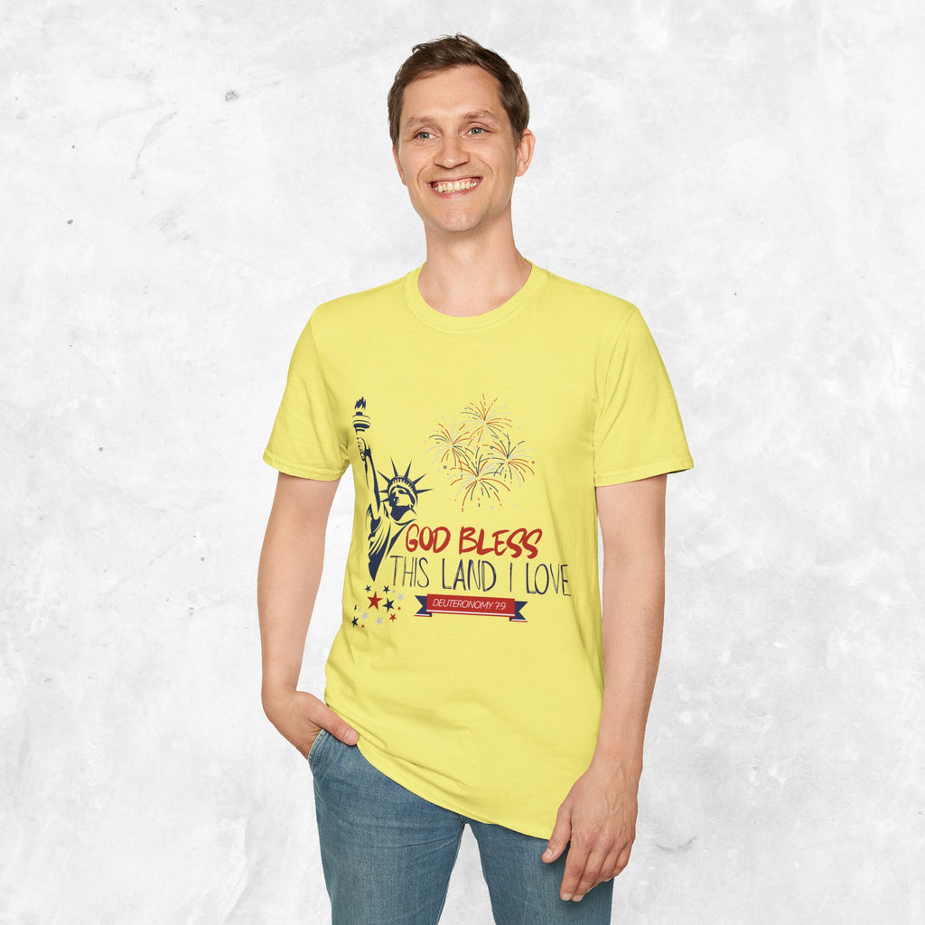 God Bless This Land I Love T-Shirt | Statue of Liberty, Fireworks, Patriotic