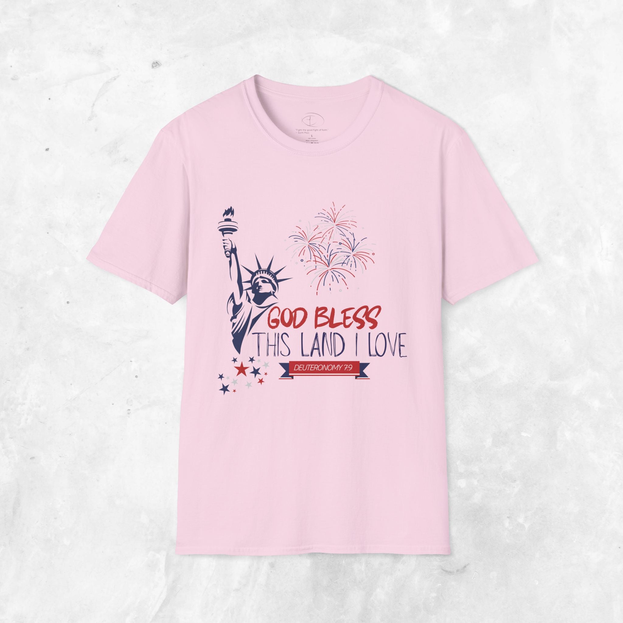 God Bless This Land I Love T-Shirt | Statue of Liberty, Fireworks, Patriotic