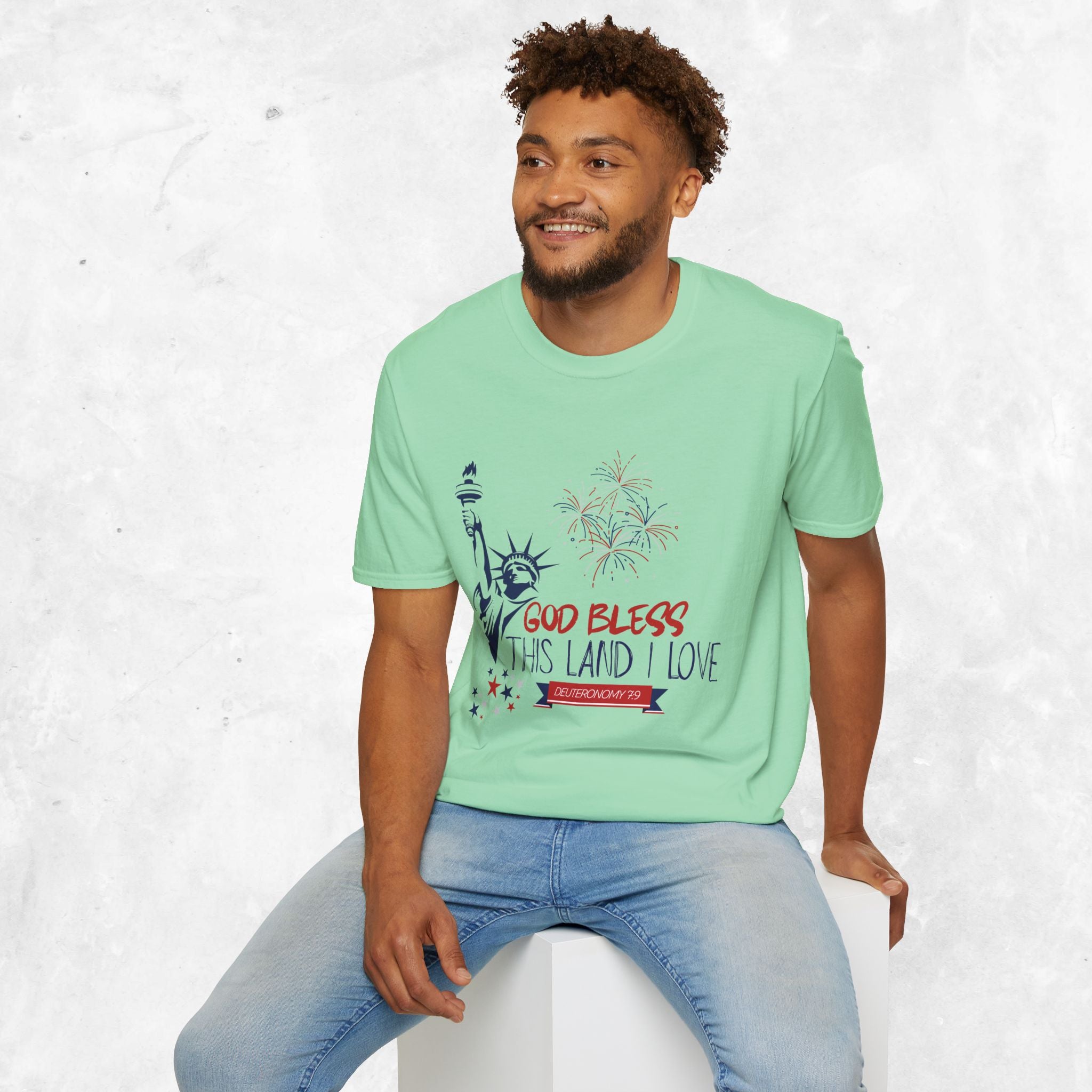 God Bless This Land I Love T-Shirt | Statue of Liberty, Fireworks, Patriotic