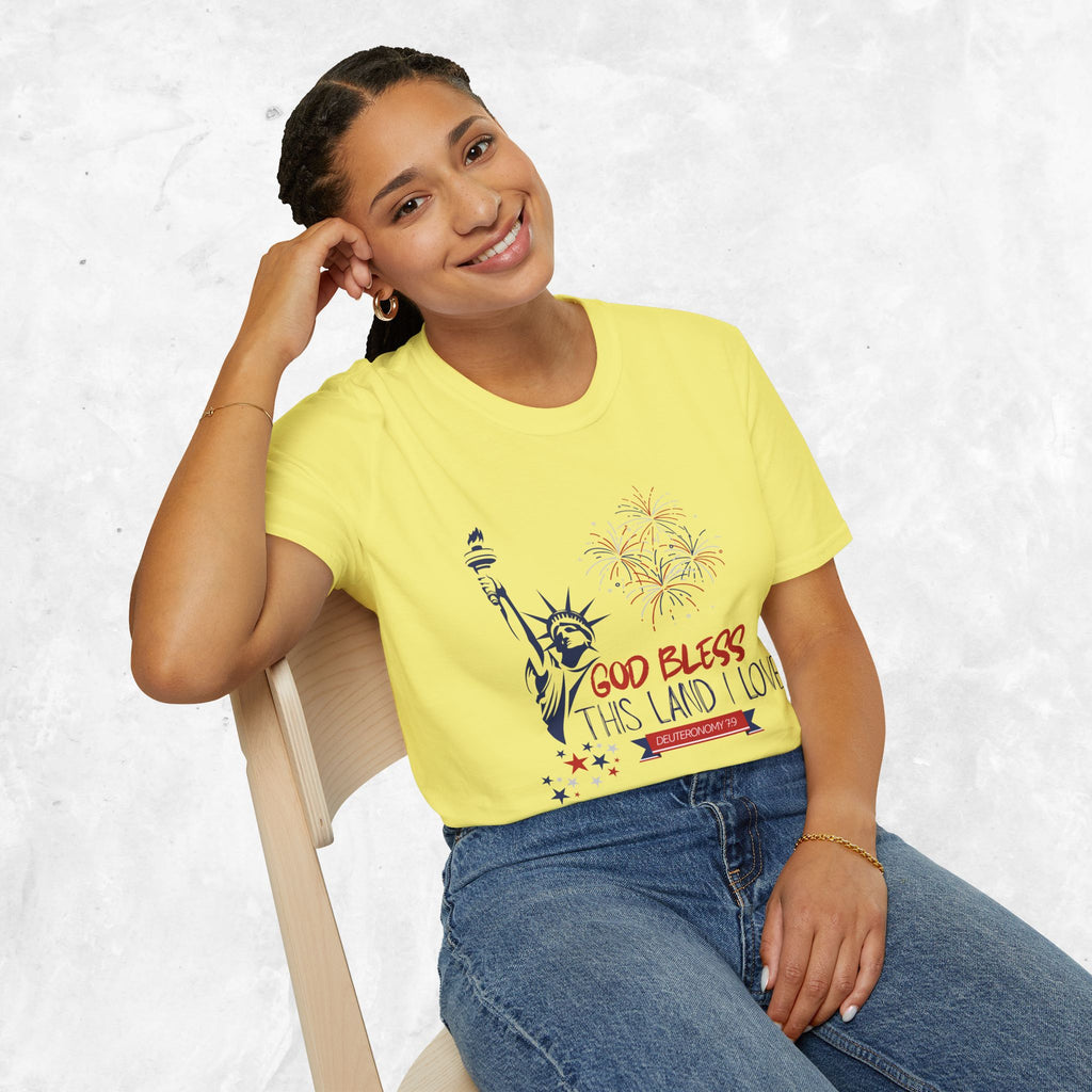 God Bless This Land I Love T-Shirt | Statue of Liberty, Fireworks, Patriotic
