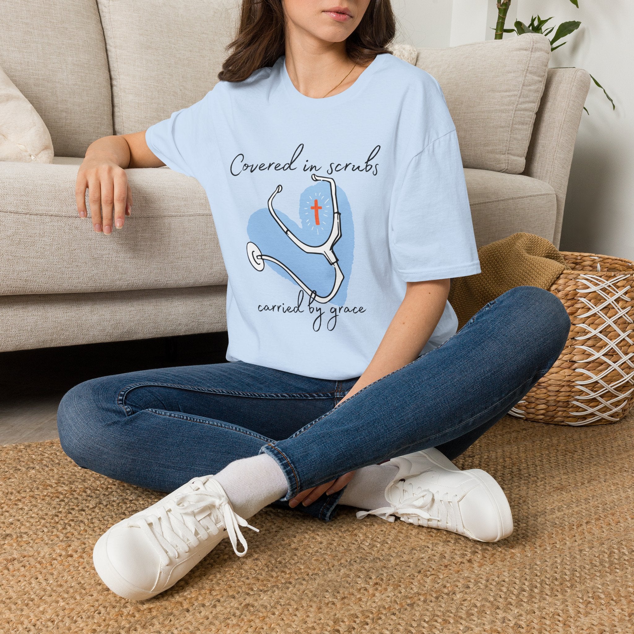 Covered in Scrubs, Carried by Grace T‑Shirt