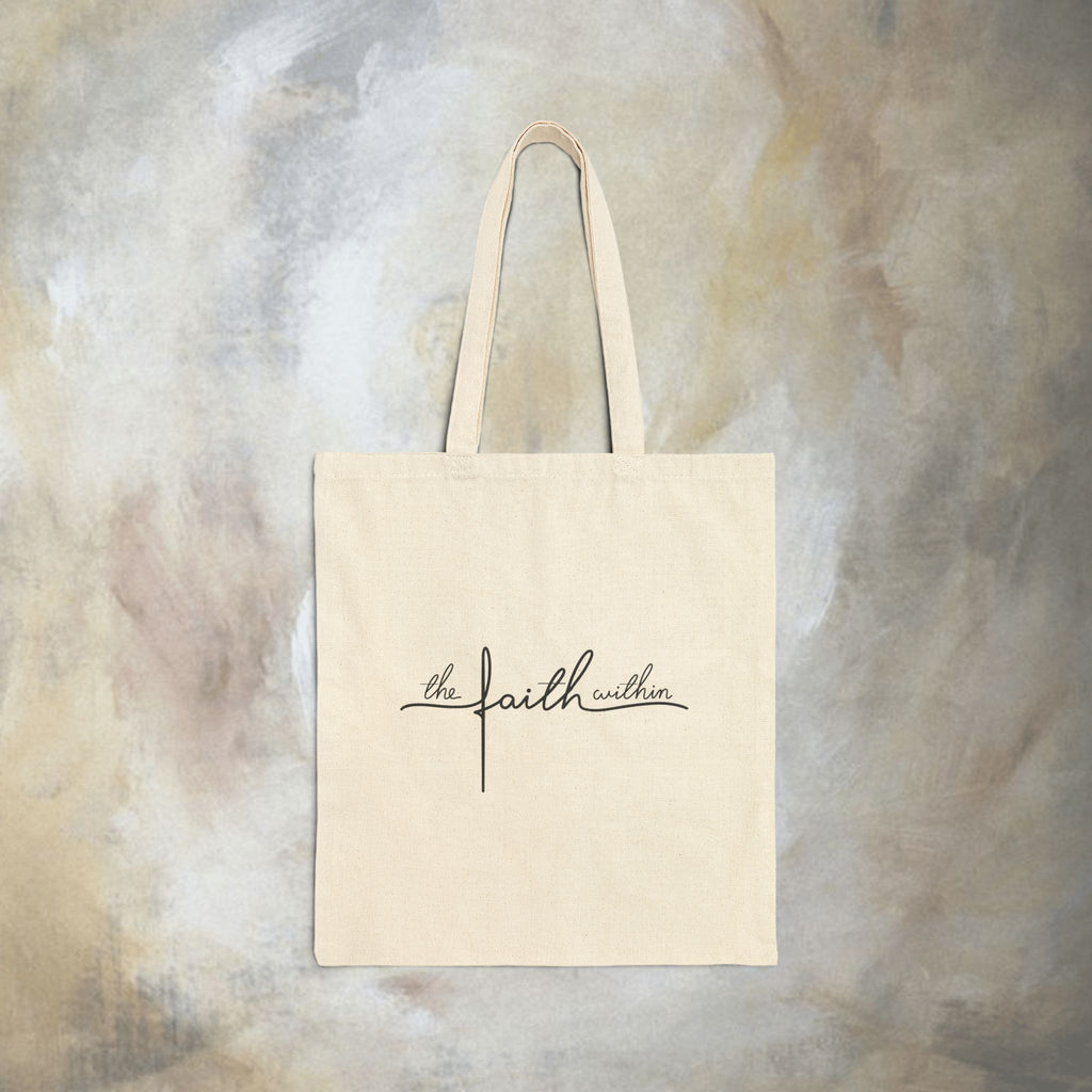 We love because he first loved us tote bag