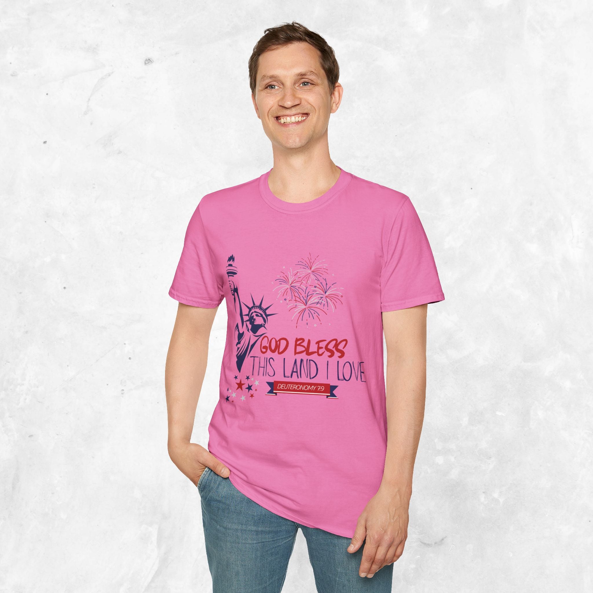 God Bless This Land I Love T-Shirt | Statue of Liberty, Fireworks, Patriotic