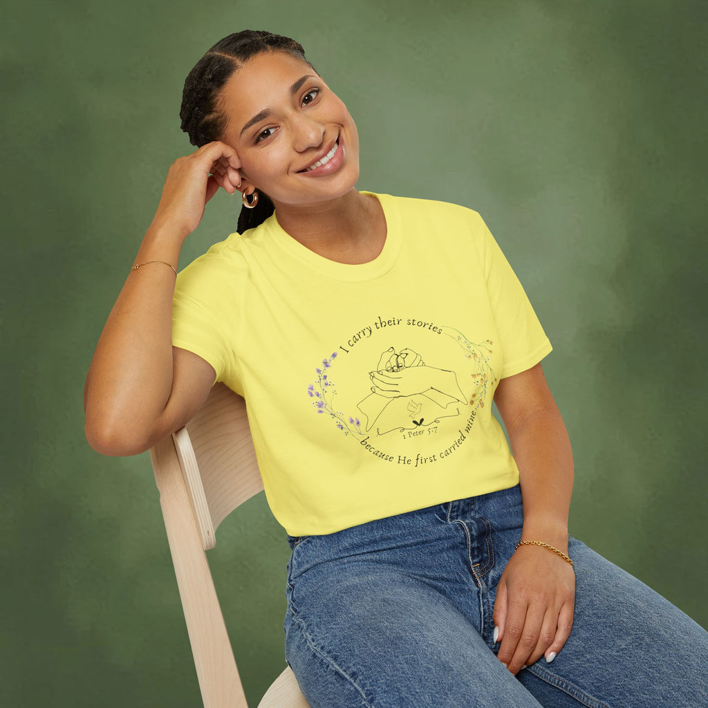 I Carry Their Stories Because He First Carried Mine T-shirt