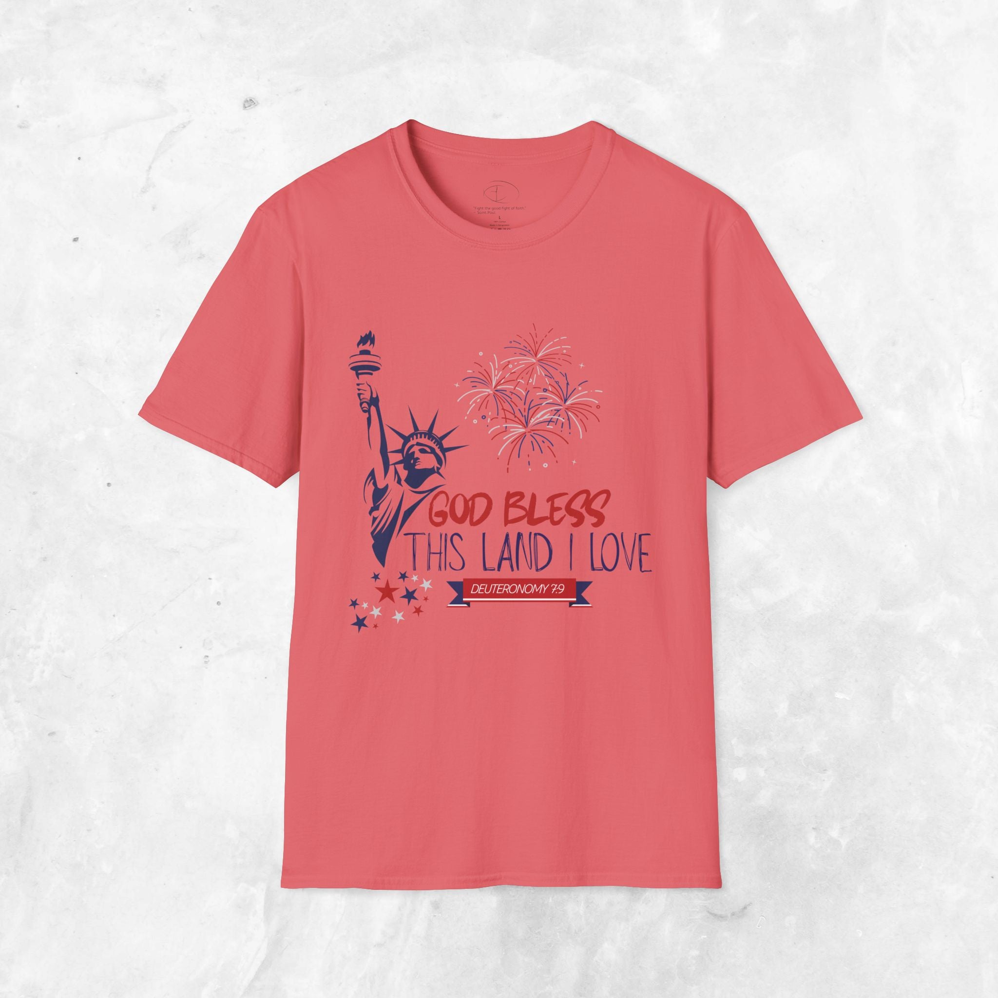 God Bless This Land I Love T-Shirt | Statue of Liberty, Fireworks, Patriotic
