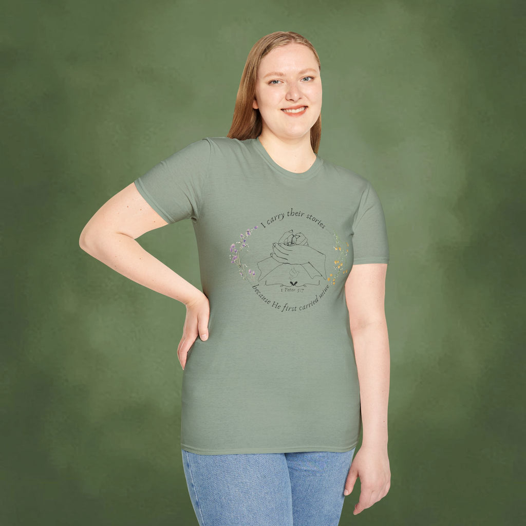 I Carry Their Stories Because He First Carried Mine T-shirt