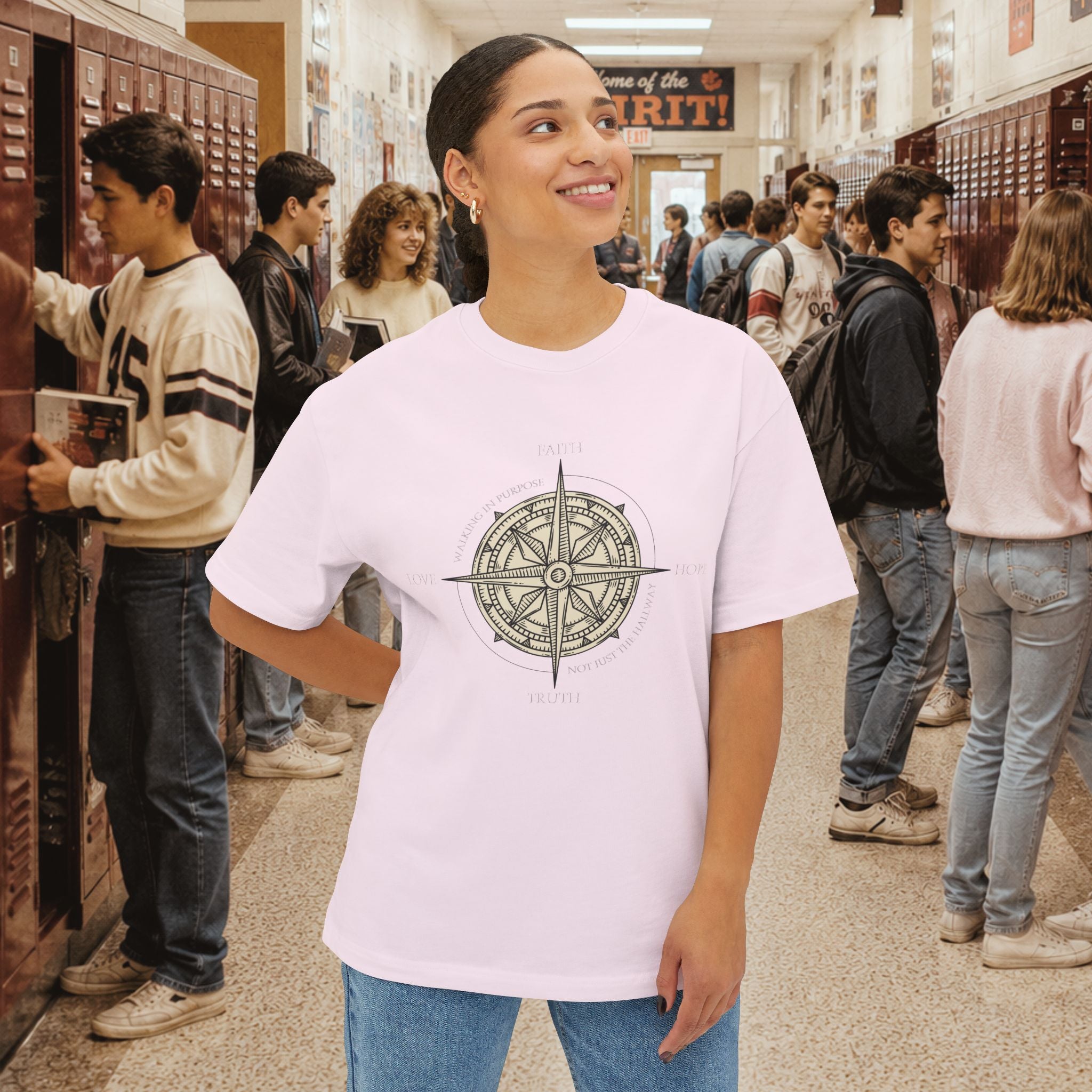 Walking in Purpose, Not Just the Hallway Oversized Boxy T-Shirt