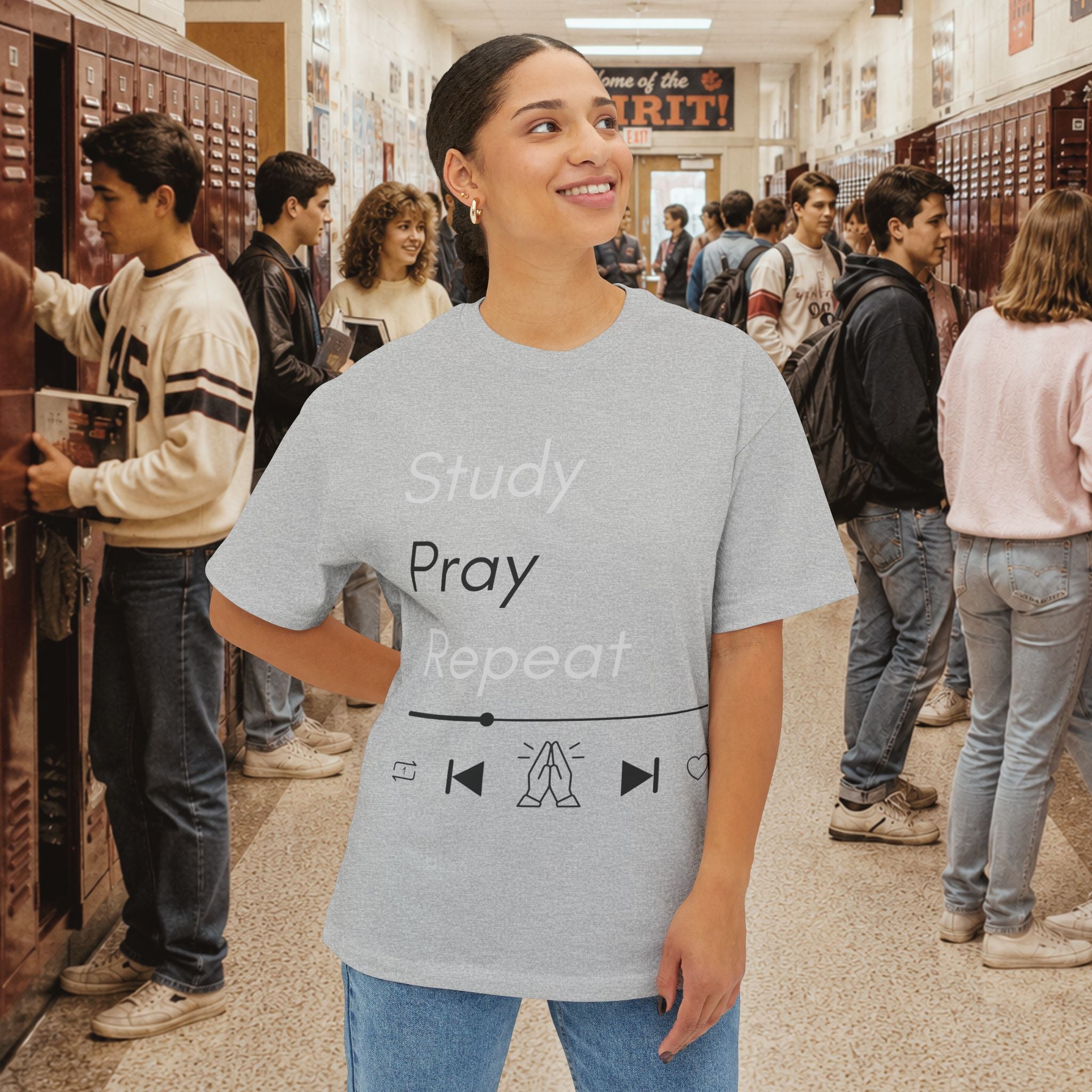 Study Pray Repeat Oversized Boxy T-Shirt