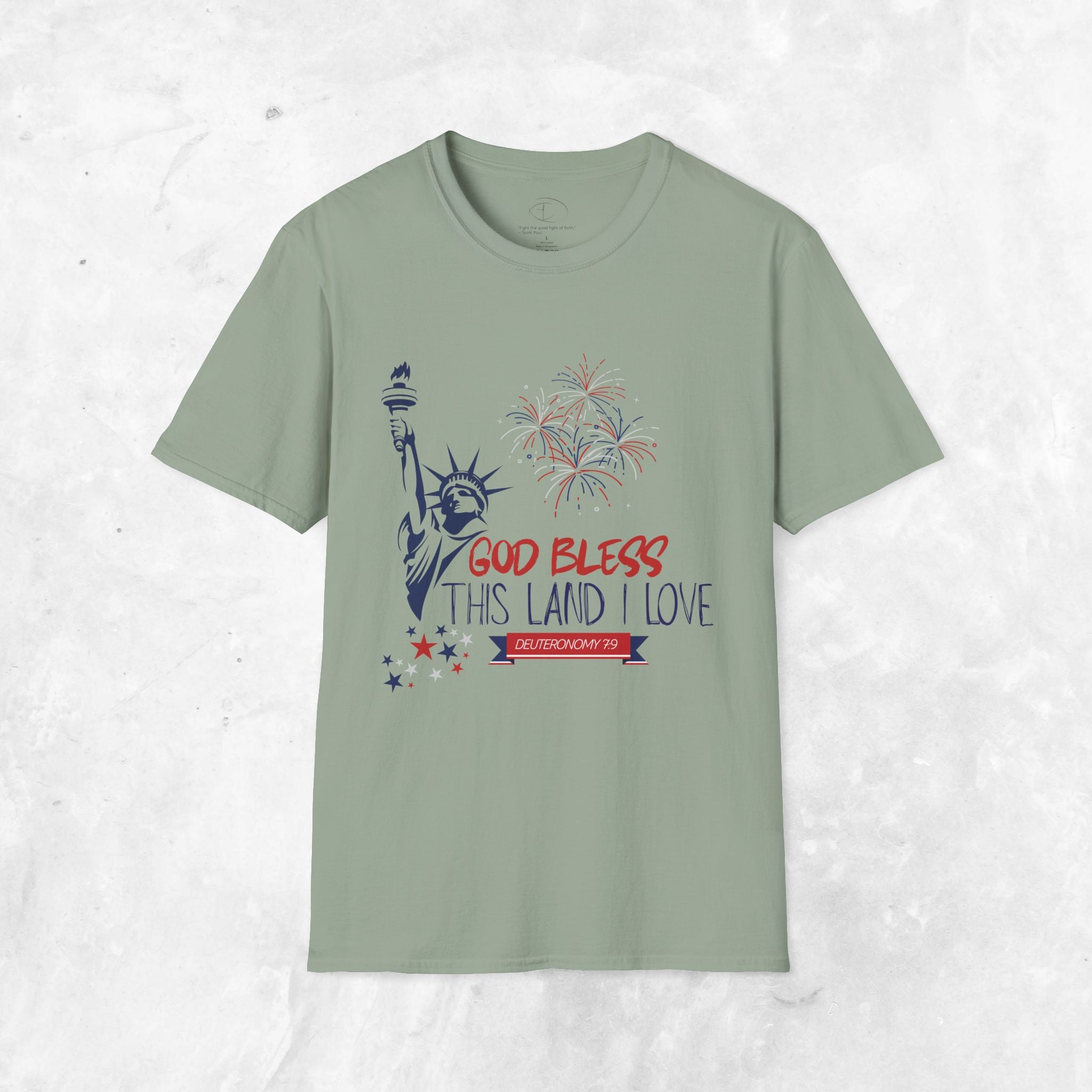 God Bless This Land I Love T-Shirt | Statue of Liberty, Fireworks, Patriotic