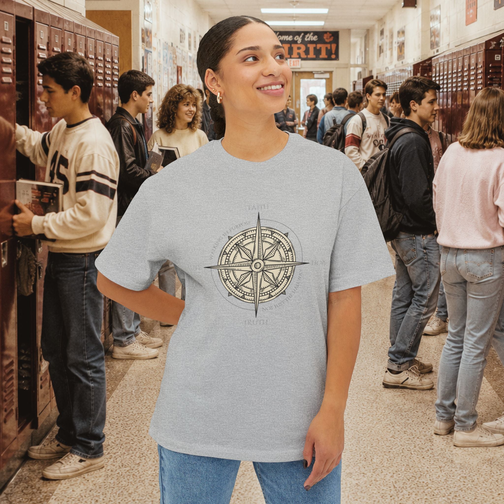 Walking in Purpose, Not Just the Hallway Oversized Boxy T-Shirt