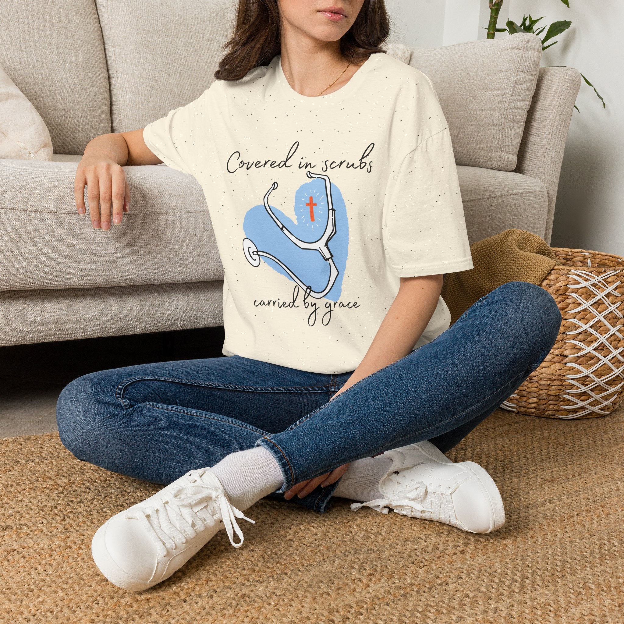 Covered in Scrubs, Carried by Grace T‑Shirt