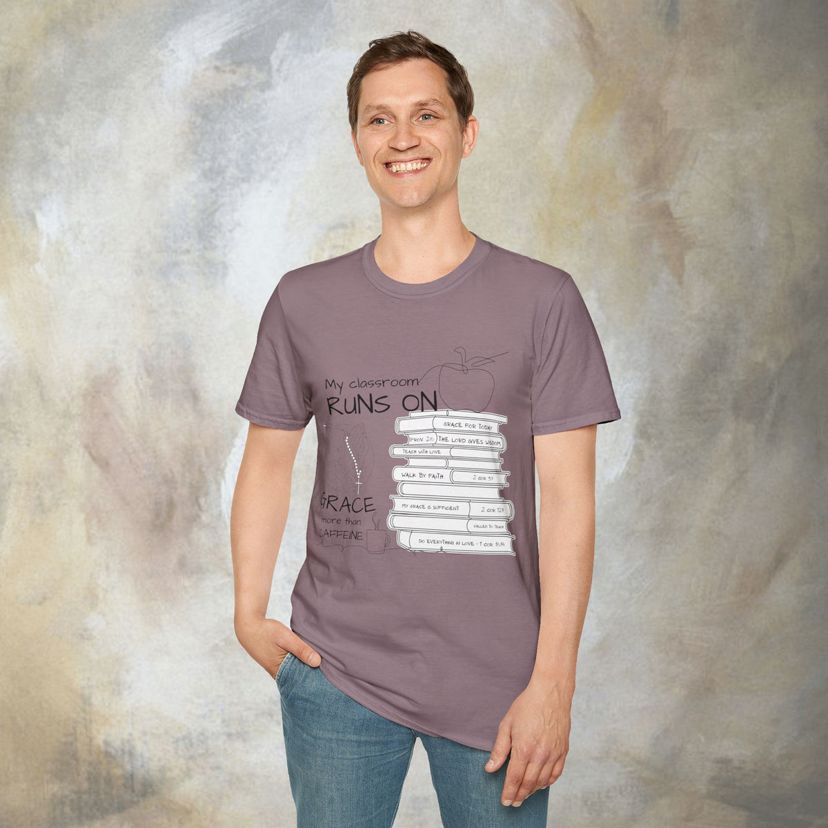 Teacher T-Shirt — “My Classroom Runs On Grace, Love & Prayer” Graphic Tee