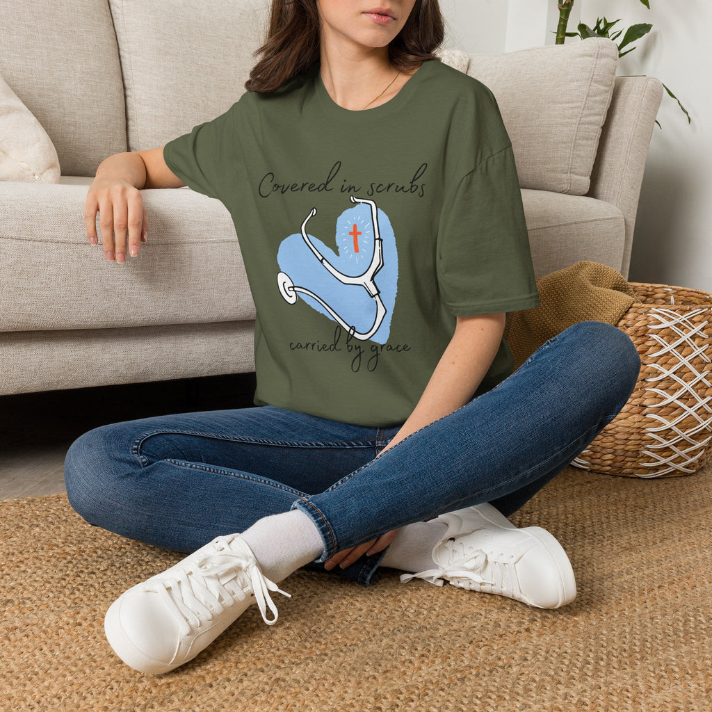 Covered in Scrubs, Carried by Grace T‑Shirt