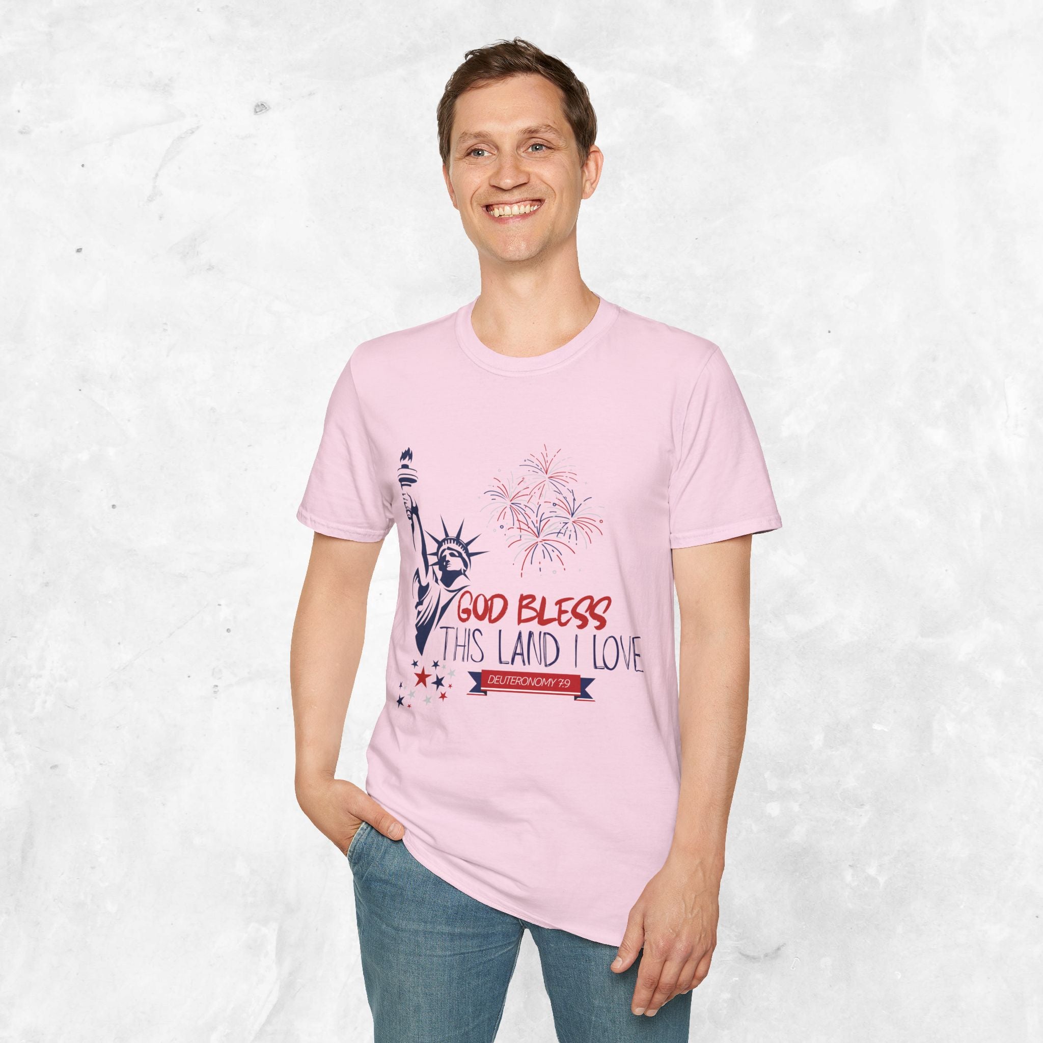 God Bless This Land I Love T-Shirt | Statue of Liberty, Fireworks, Patriotic