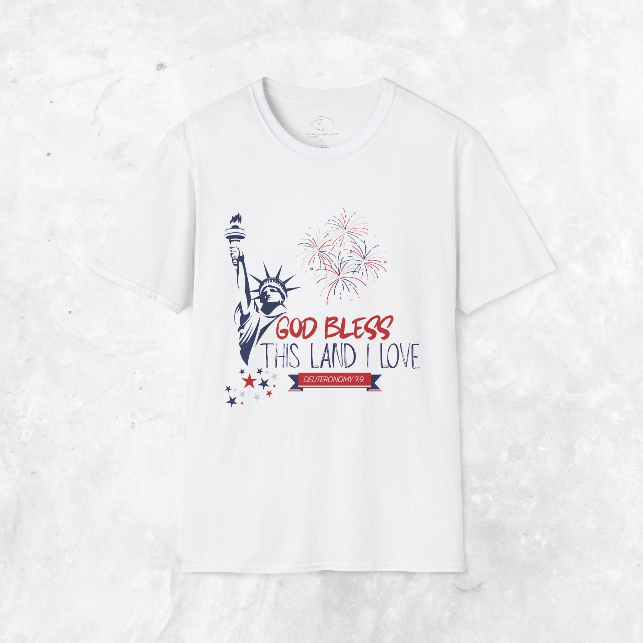 God Bless This Land I Love T-Shirt | Statue of Liberty, Fireworks, Patriotic