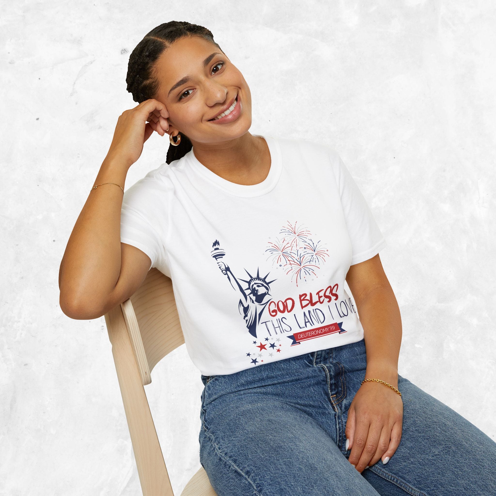 God Bless This Land I Love T-Shirt | Statue of Liberty, Fireworks, Patriotic