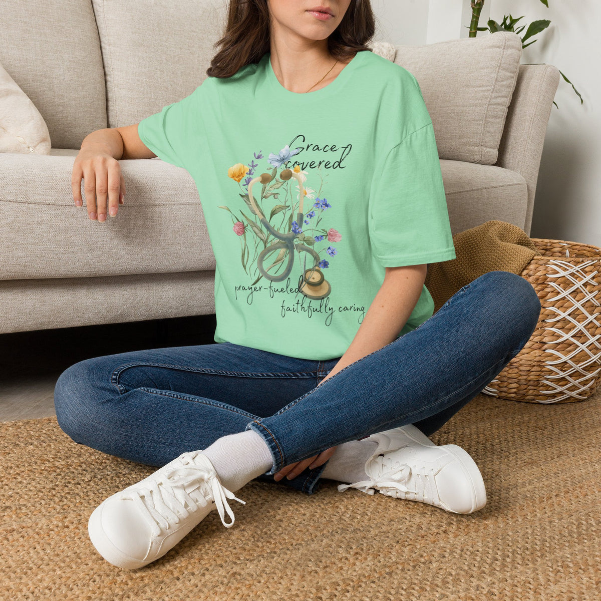 Grace covered, prayer fueled, faithfully caring T-Shirt