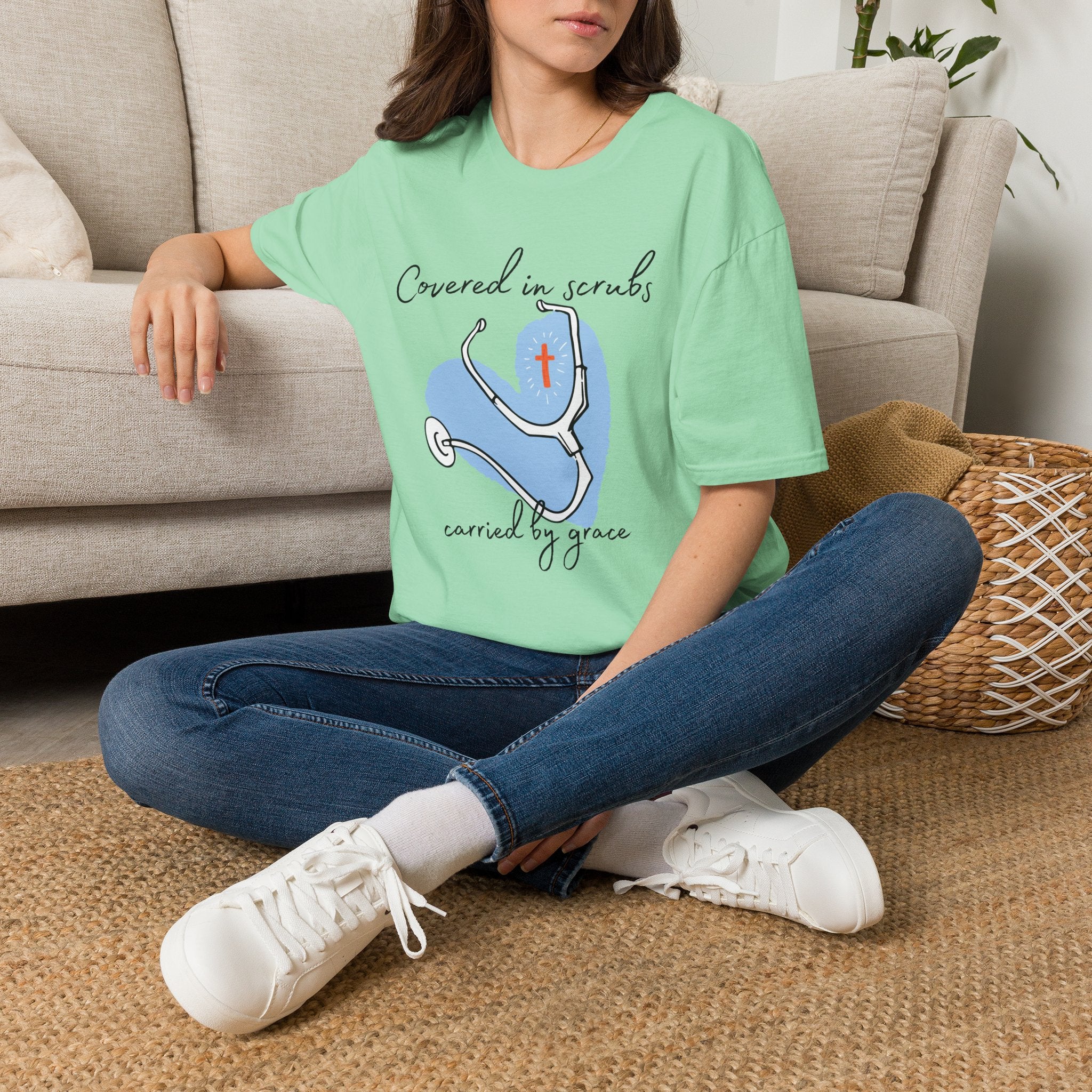 Covered in Scrubs, Carried by Grace T‑Shirt