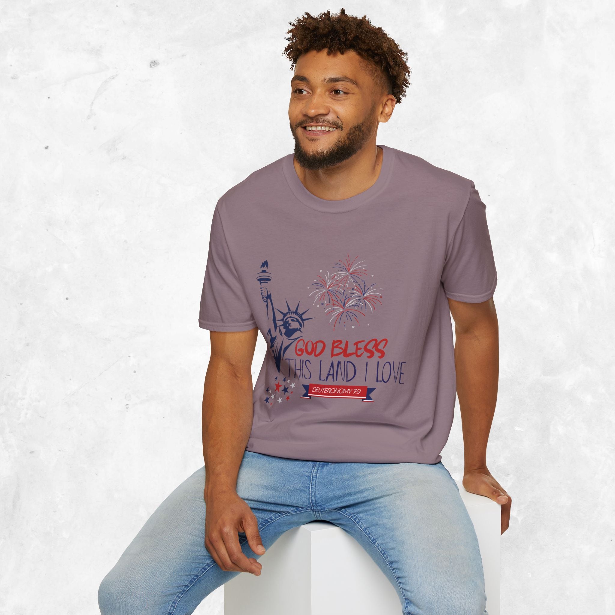 God Bless This Land I Love T-Shirt | Statue of Liberty, Fireworks, Patriotic