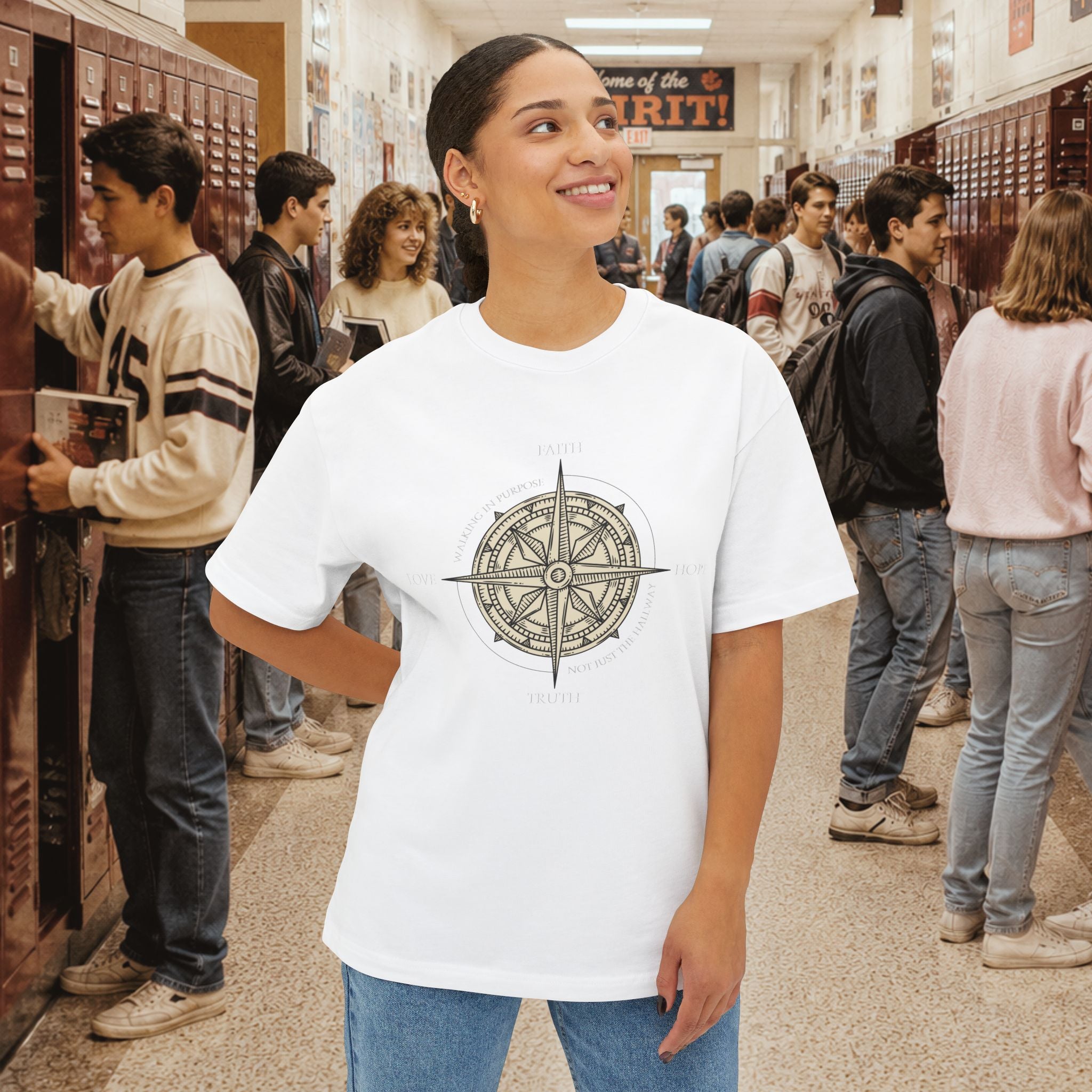 Walking in Purpose, Not Just the Hallway Oversized Boxy T-Shirt