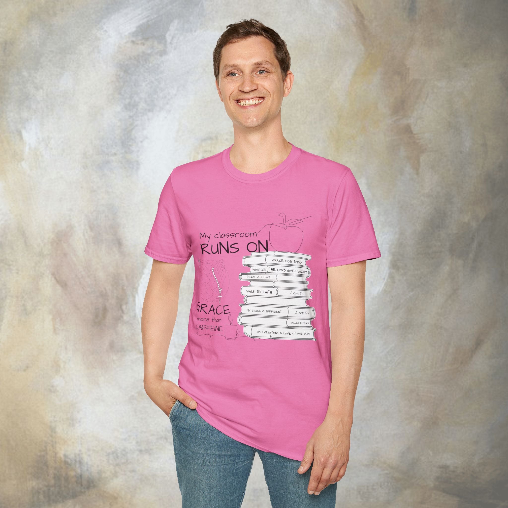 Teacher T-Shirt — “My Classroom Runs On Grace, Love & Prayer” Graphic Tee