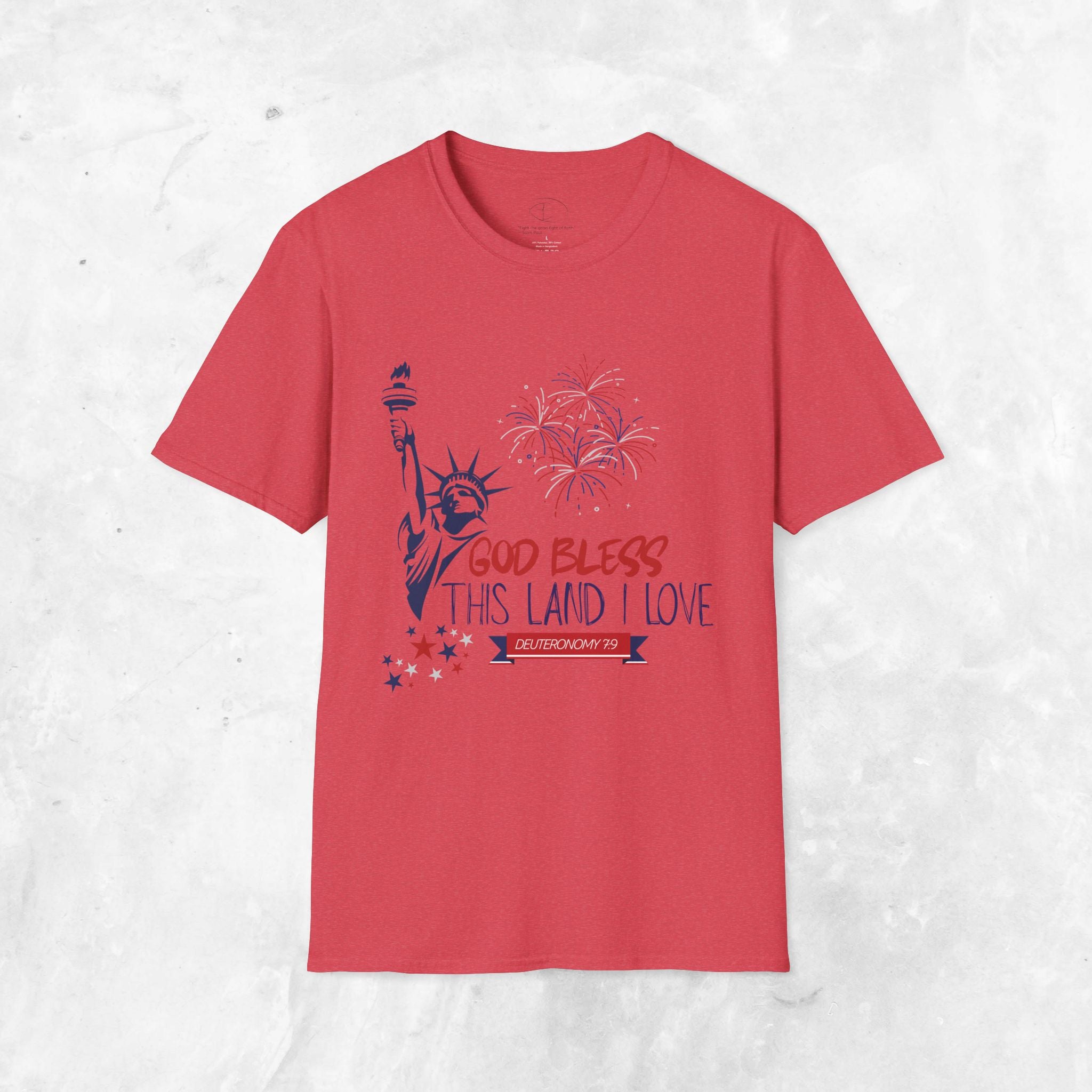 God Bless This Land I Love T-Shirt | Statue of Liberty, Fireworks, Patriotic
