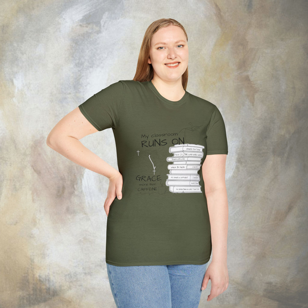 Teacher T-Shirt — “My Classroom Runs On Grace, Love & Prayer” Graphic Tee