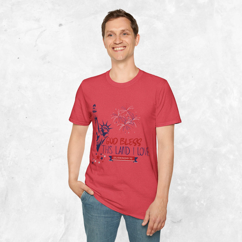 God Bless This Land I Love T-Shirt | Statue of Liberty, Fireworks, Patriotic