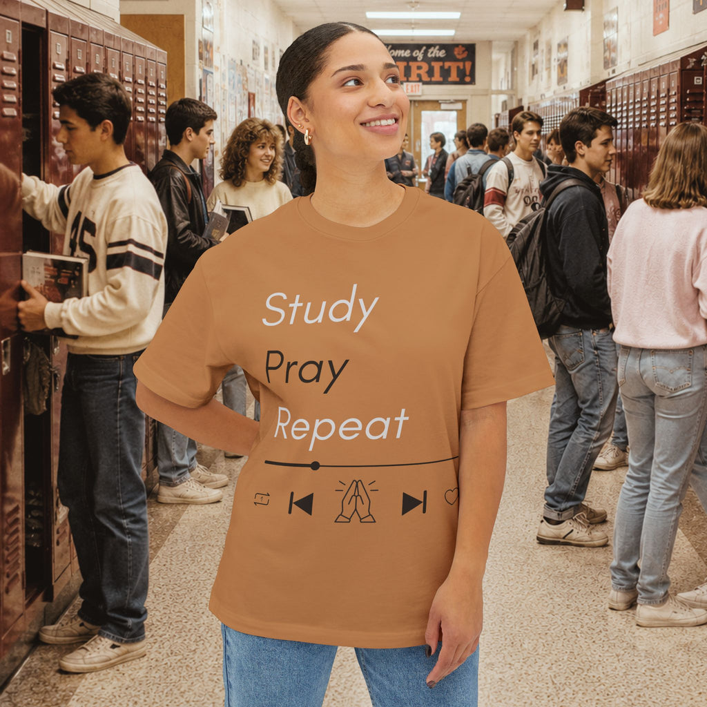 Study Pray Repeat Oversized Boxy T-Shirt