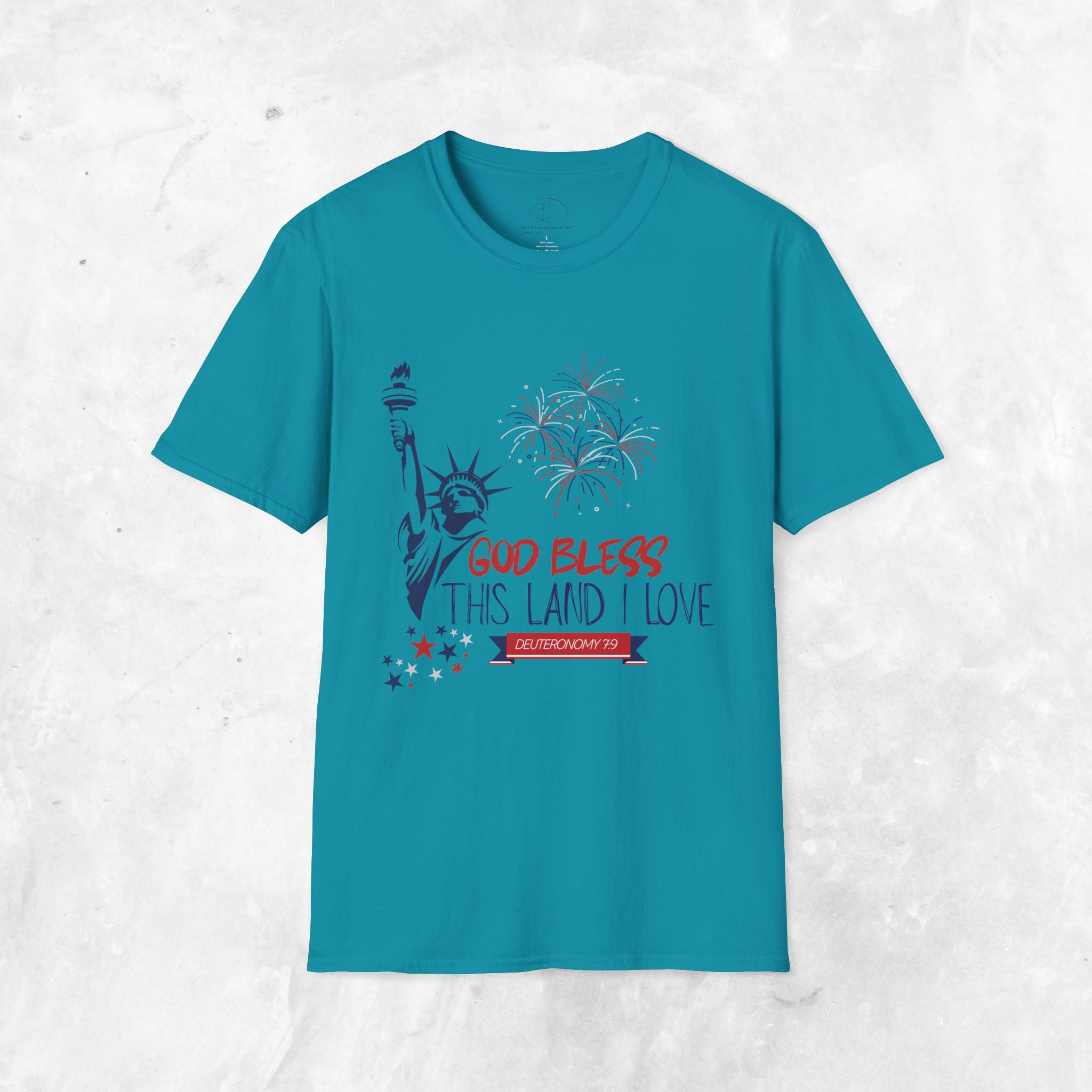 God Bless This Land I Love T-Shirt | Statue of Liberty, Fireworks, Patriotic