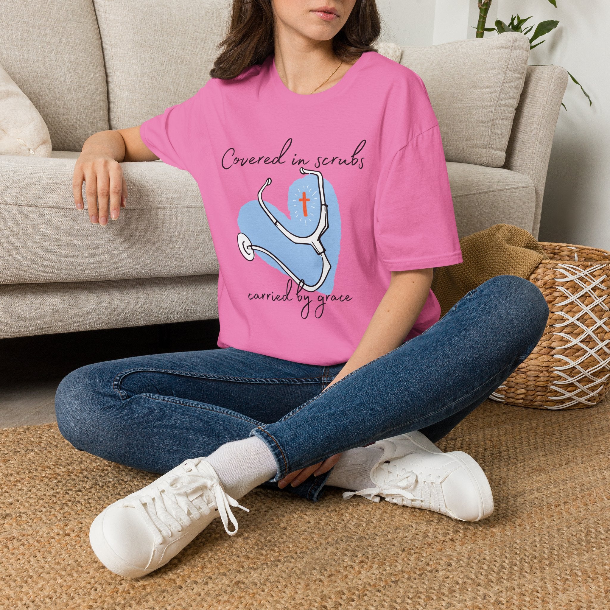 Covered in Scrubs, Carried by Grace T‑Shirt