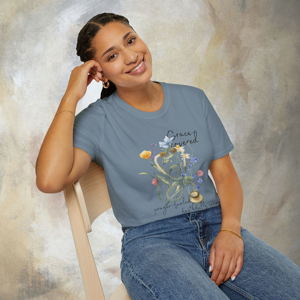 Grace covered, prayer fueled, faithfully caring T-Shirt