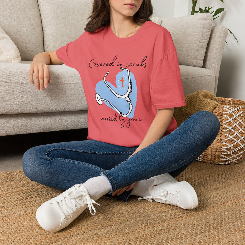 Covered in Scrubs, Carried by Grace T‑Shirt