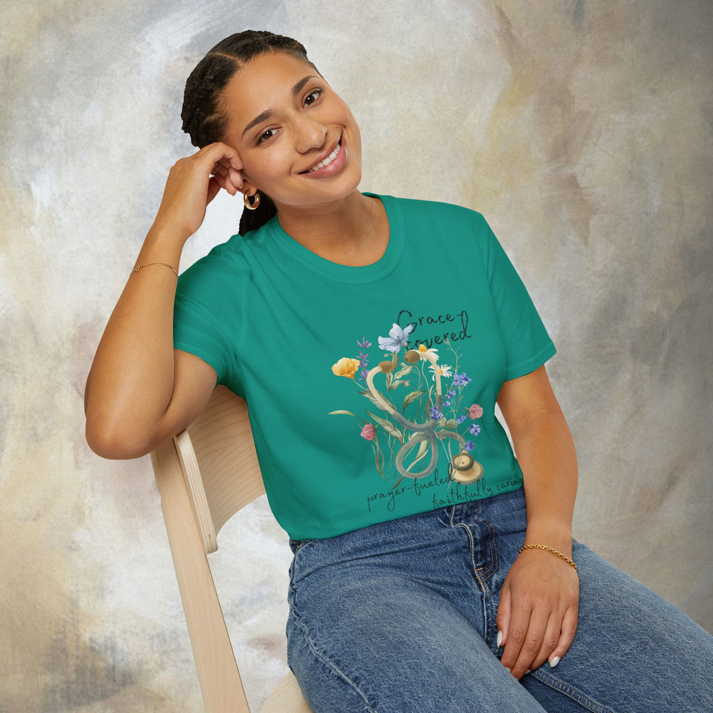 Grace covered, prayer fueled, faithfully caring T-Shirt