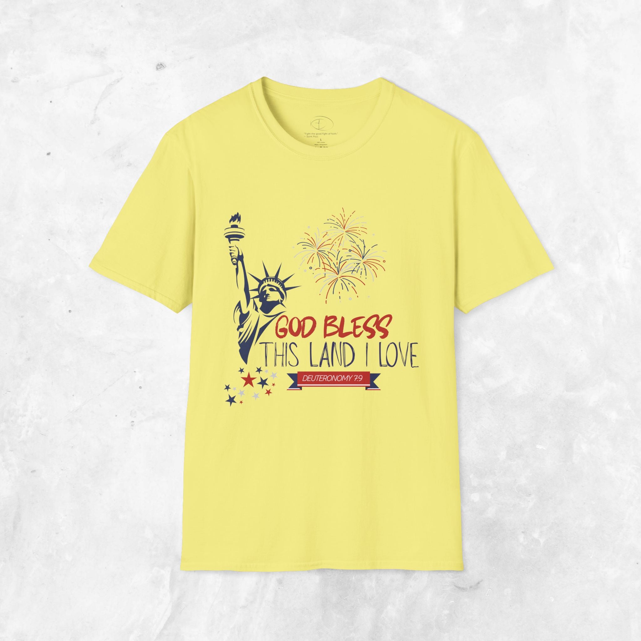 God Bless This Land I Love T-Shirt | Statue of Liberty, Fireworks, Patriotic
