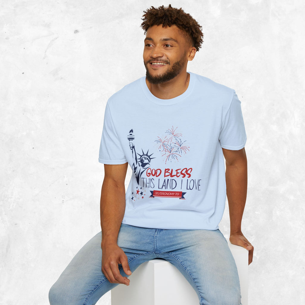 God Bless This Land I Love T-Shirt | Statue of Liberty, Fireworks, Patriotic