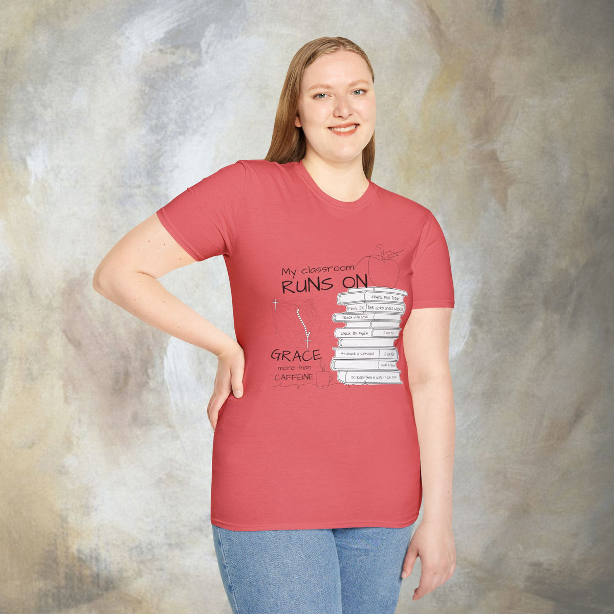 Teacher T-Shirt — “My Classroom Runs On Grace, Love & Prayer” Graphic Tee