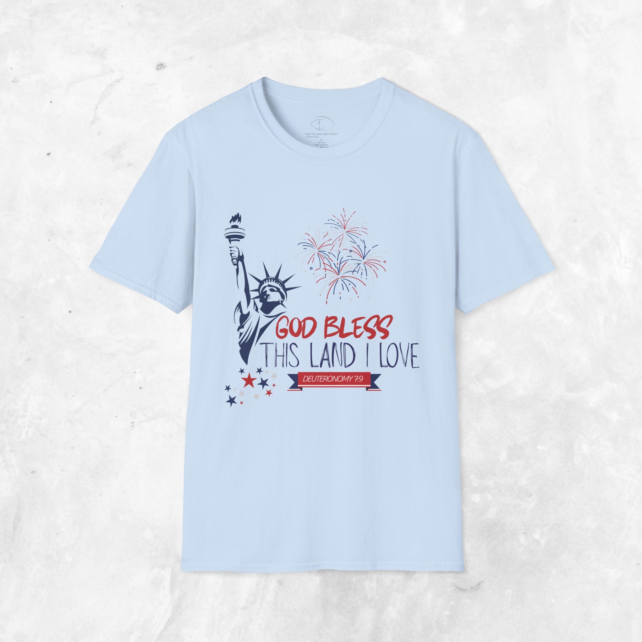 God Bless This Land I Love T-Shirt | Statue of Liberty, Fireworks, Patriotic