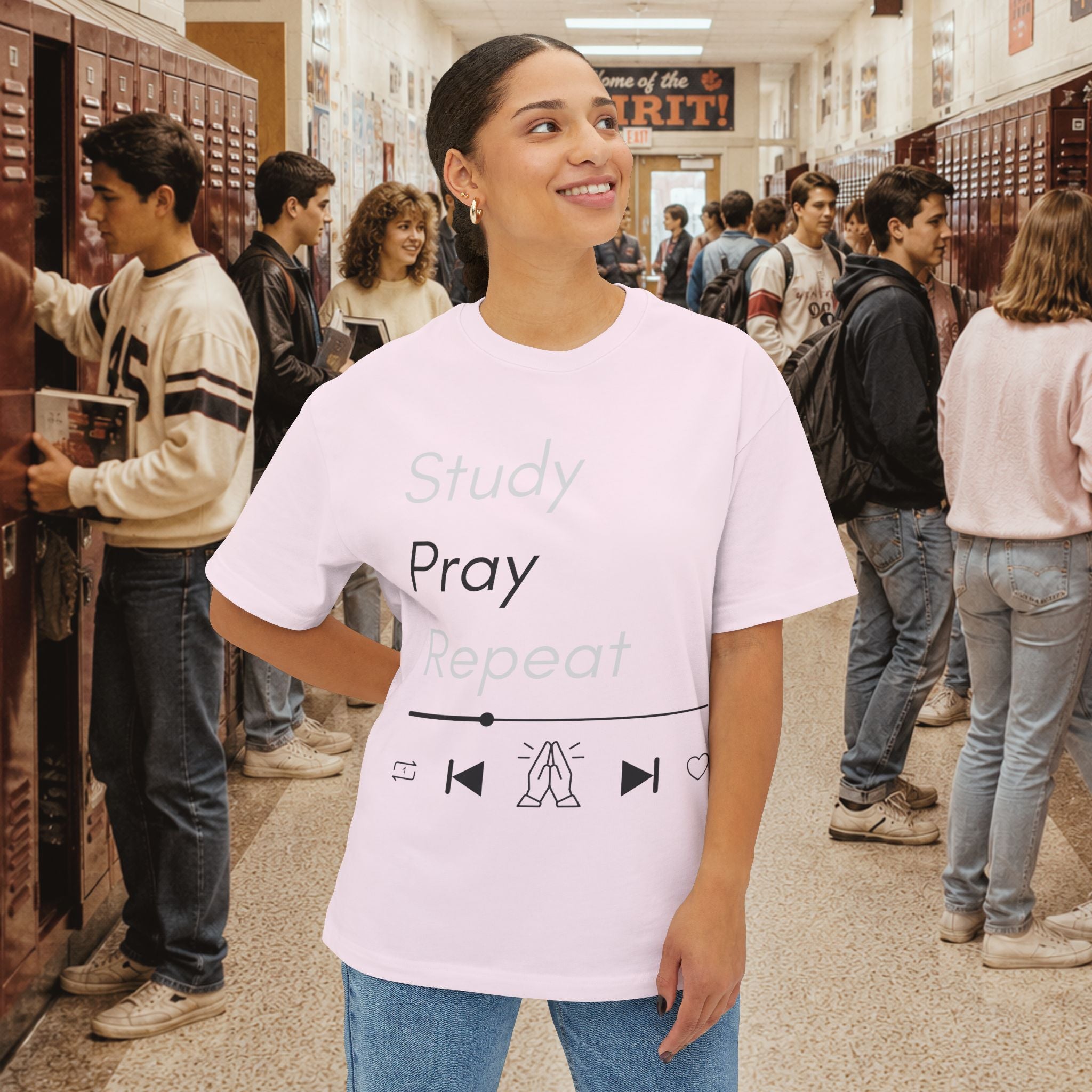 Study Pray Repeat Oversized Boxy T-Shirt
